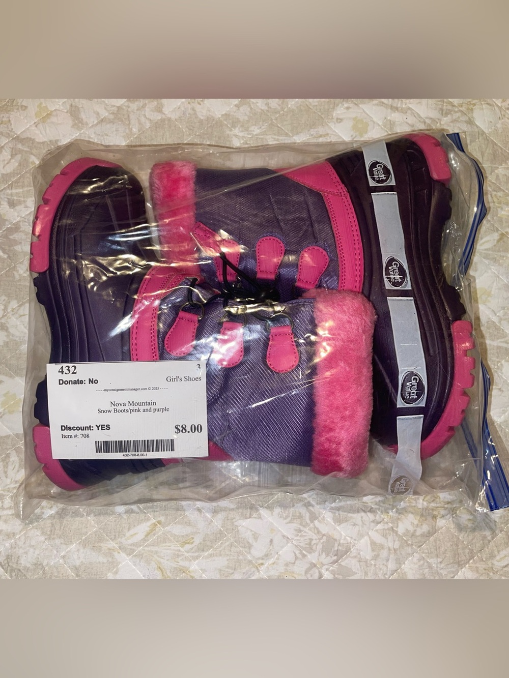 Girls' Pink and Purple Snow Boots